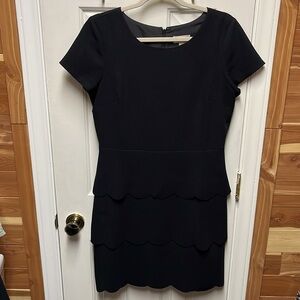Loft Scalloped Black Dress
